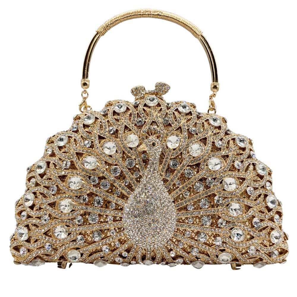 Crystal Peacock Minaudière With Handle