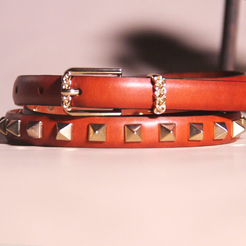 Ceinture Punk à Boucle Décorée à Rivets Multiples-WB7041