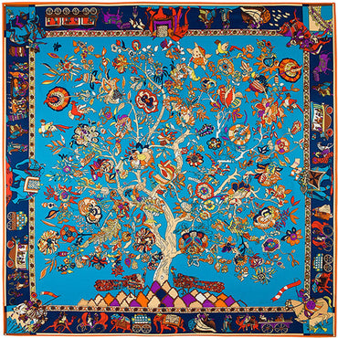 130*130CM 100% Imitation Silk Twill Silk Square Scarf Scarves Floral Tree Print Scarf-Multi Colors - - Luxury Accessories by WAAMII