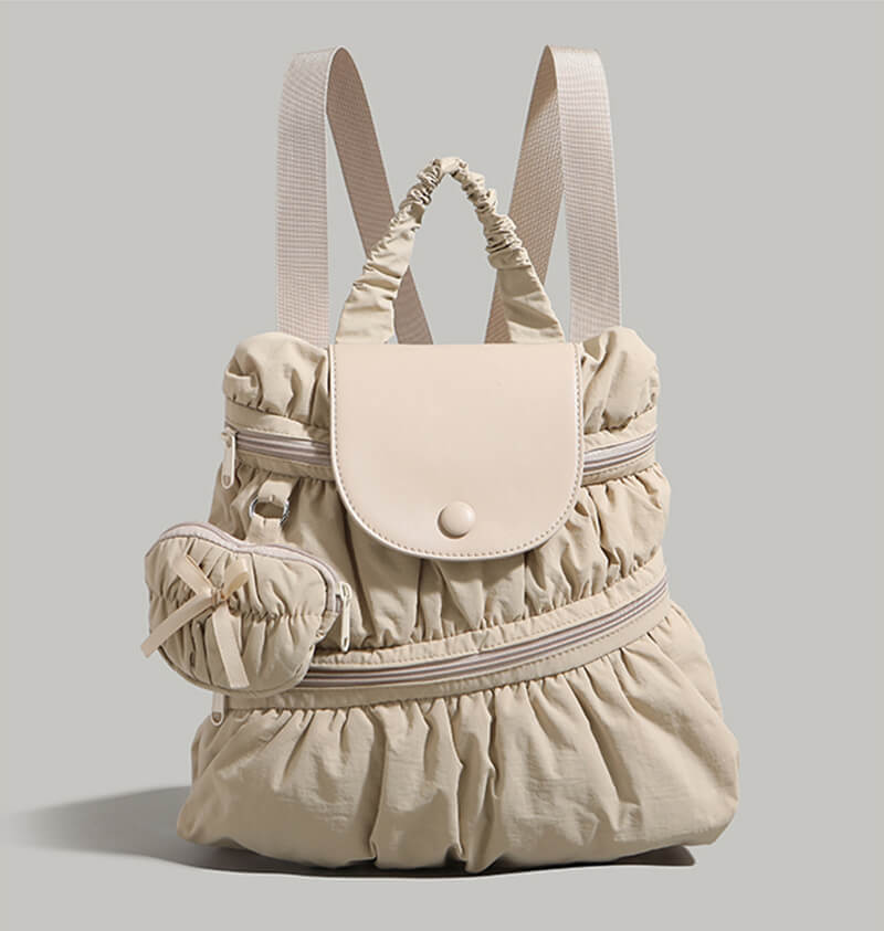 Ruched Cloud Backpack Nylon Canvas For College Girls