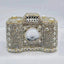 Camera Shape Rhinestone Clutch bags WAAMII Gold white  