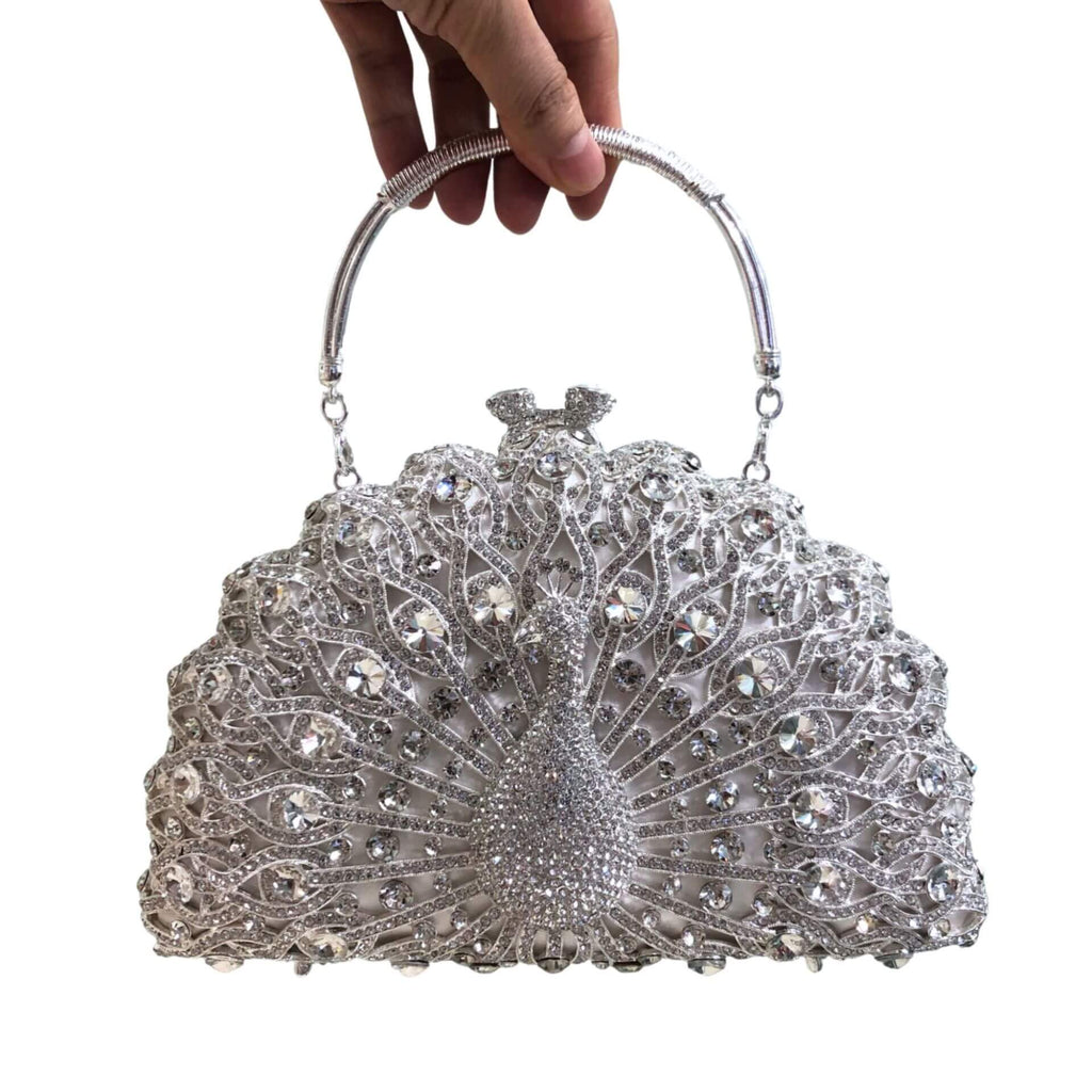 Crystal Peacock Minaudière With Handle