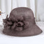 Coffee Sinamay summer derby hat with flower accents and veil