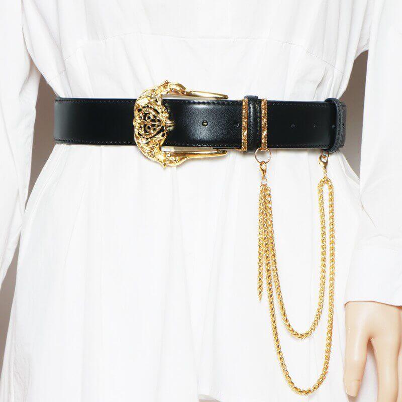 Gold Metal Buckle Waist Belt for Dress or Blazer – Punk Style