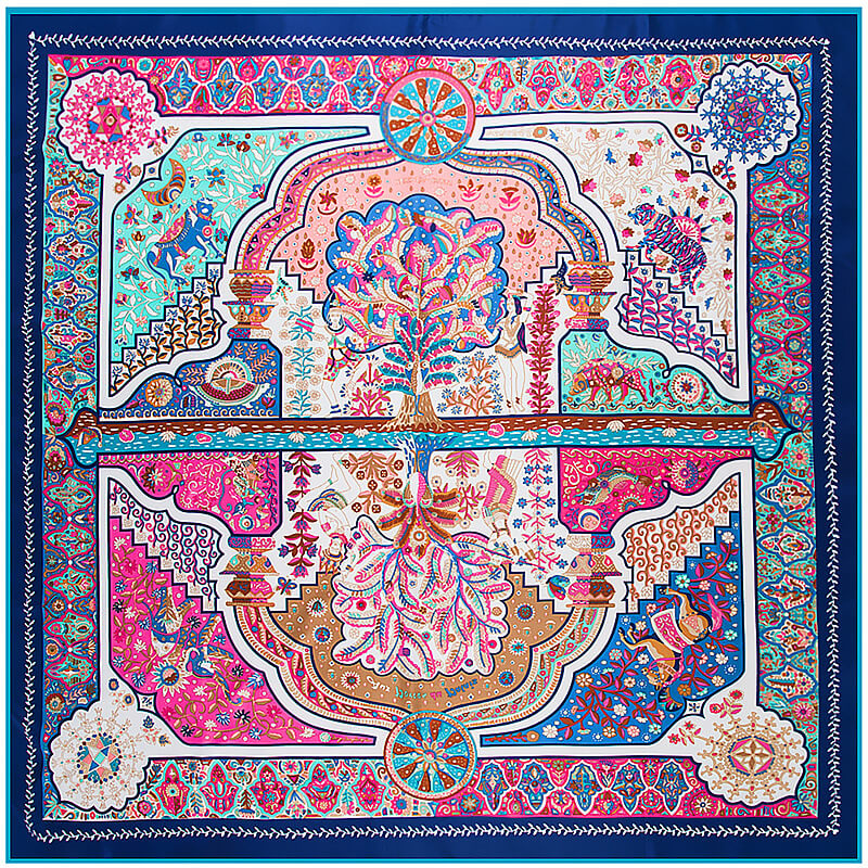 130*130CM 100% Imitation Silk Twill Silk Square Scarf Scarves Floral Tree Print Scarf-Multi Colors Accessories WAAMII   