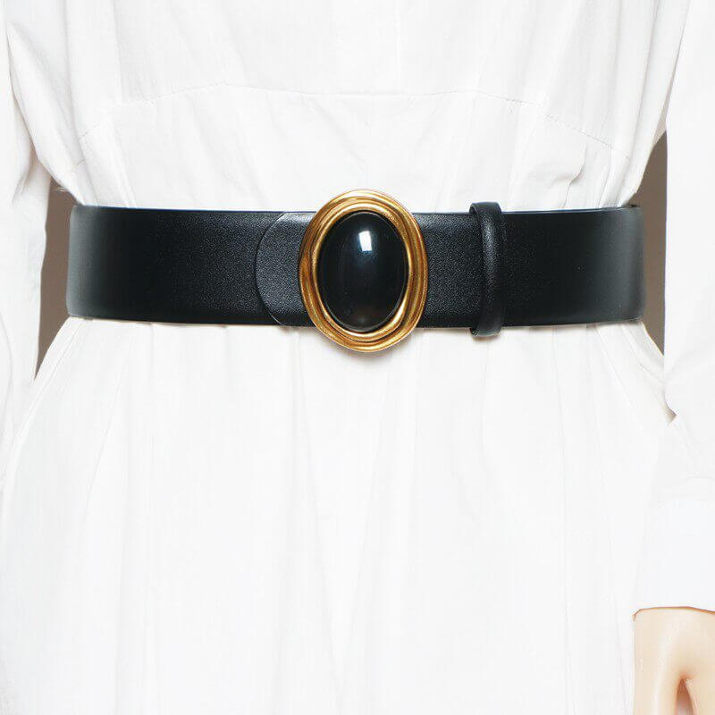 Gold Metal Buckle Waist Belt for Dress or Blazer – Punk Style