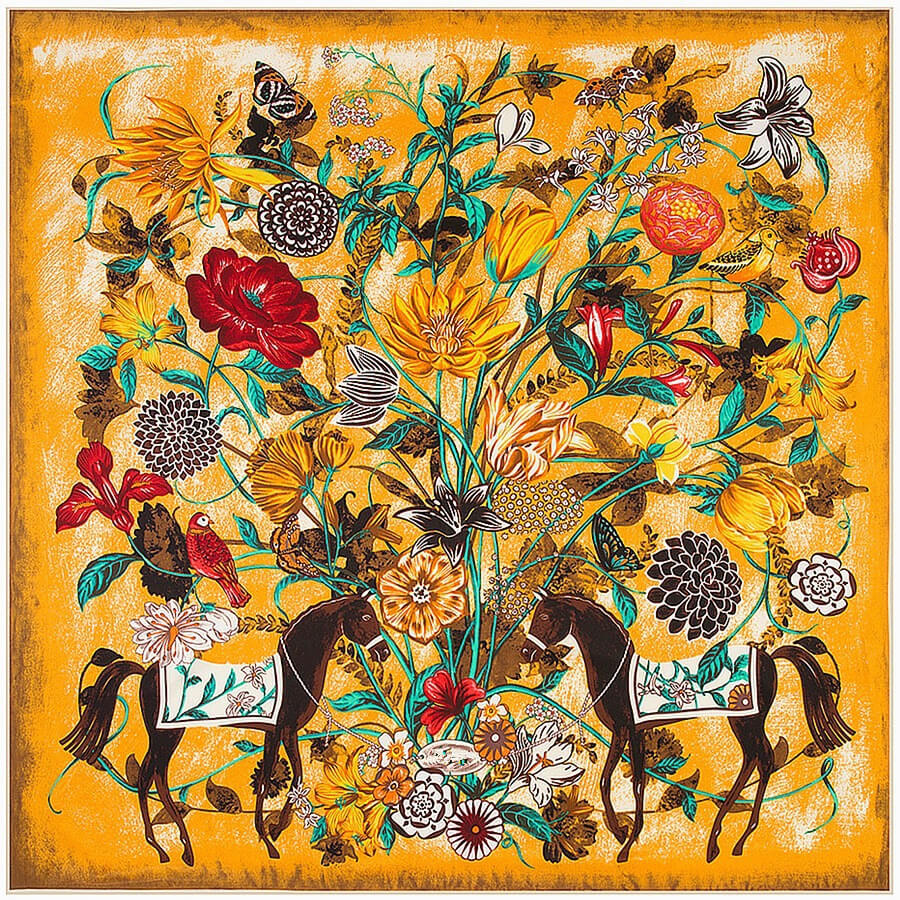 130*130CM 100% Imitation Silk Twill Silk Square Scarf Scarves Floral Tree Print Scarf-Multi Colors Accessories WAAMII   