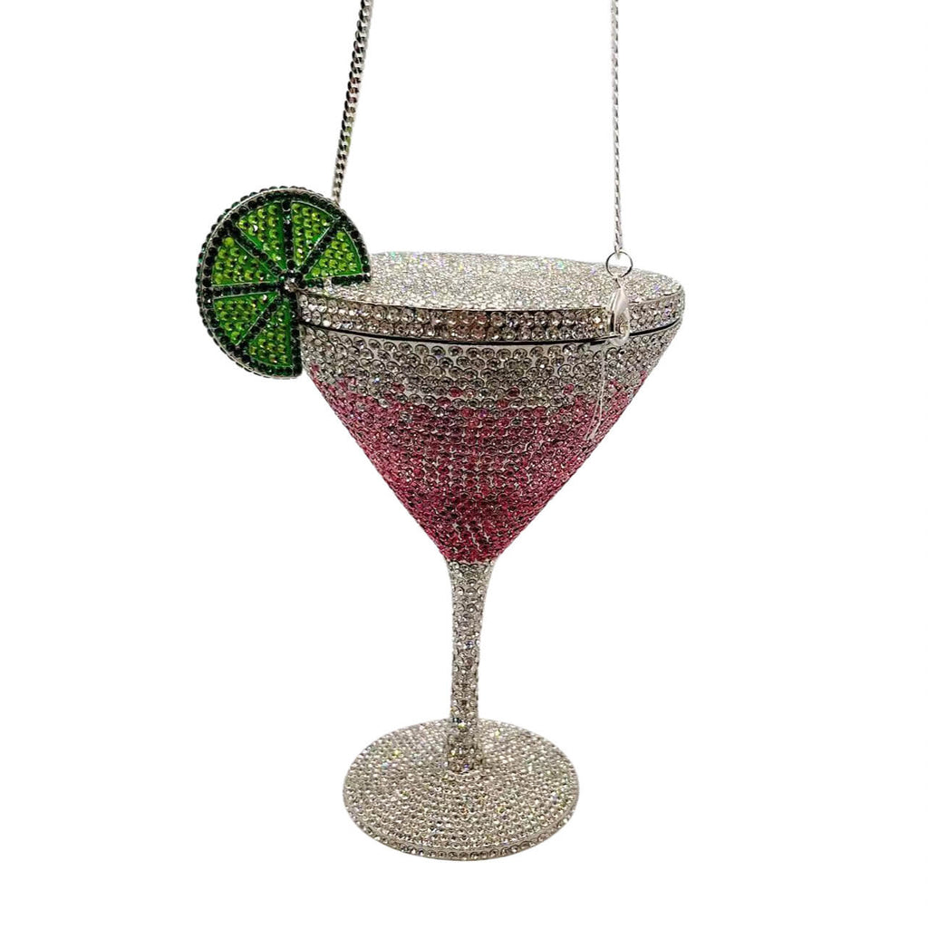 CrystaTini Stemmed Cocktail Clutch with Lemon Slice & Mirror Lid