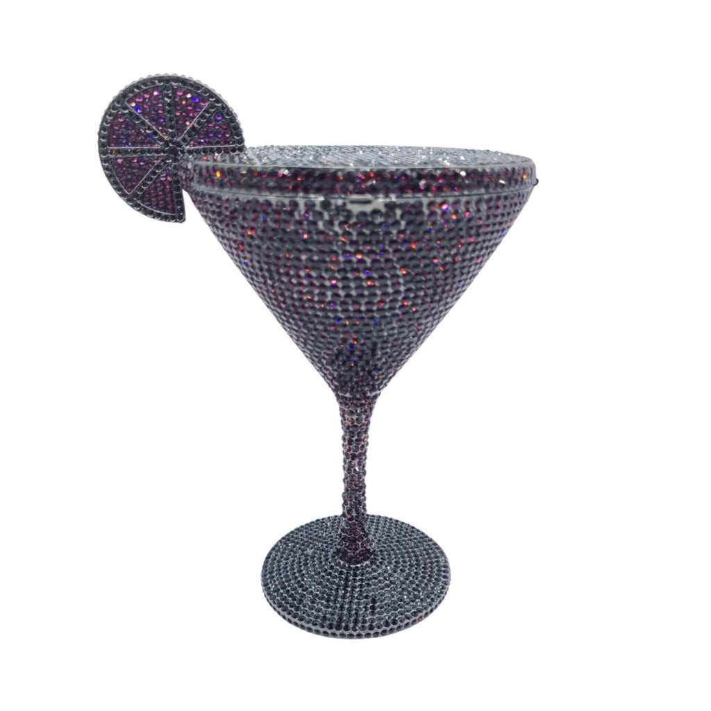 CrystaTini Stemmed Cocktail Clutch with Lemon Slice & Mirror Lid
