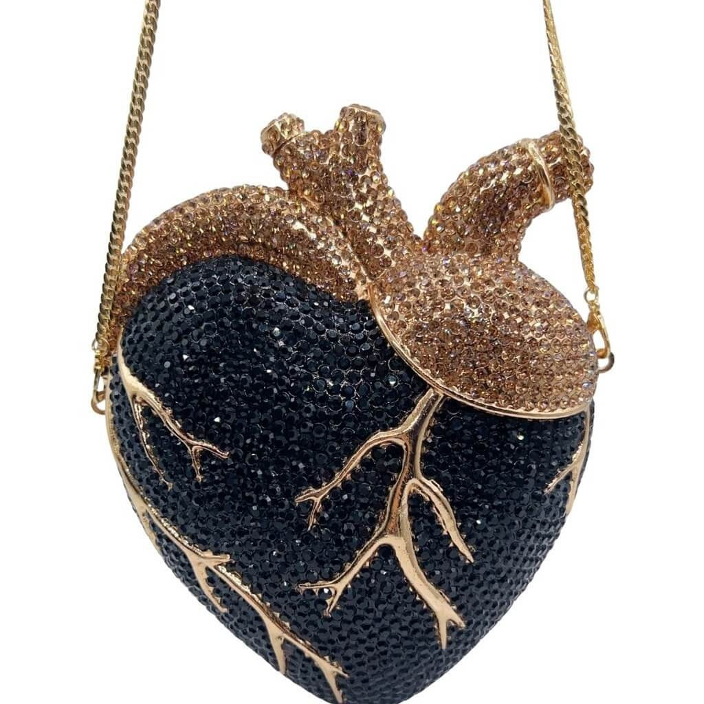 Sacred Muse Anatomical Heart Rhinestone Clutch - View 2