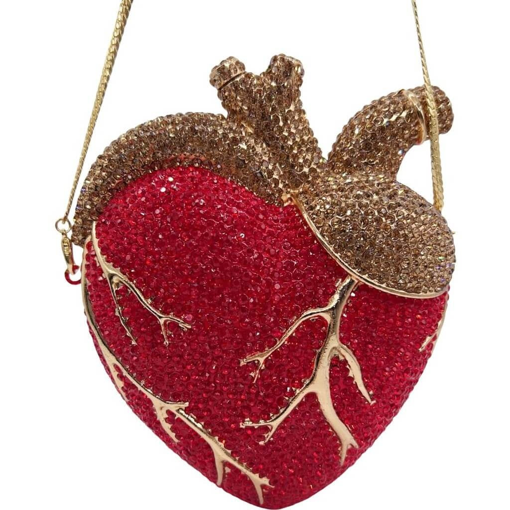 Sacred Muse Heart Rhinestone Clutch - Crystal Evening Bag | WAAMII