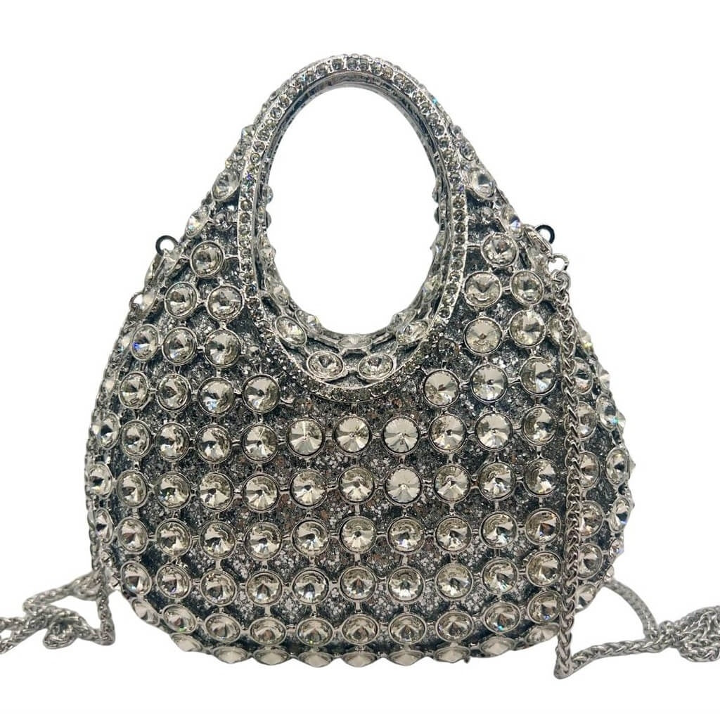 Silver Mirage Diamond Hollow Party Purse