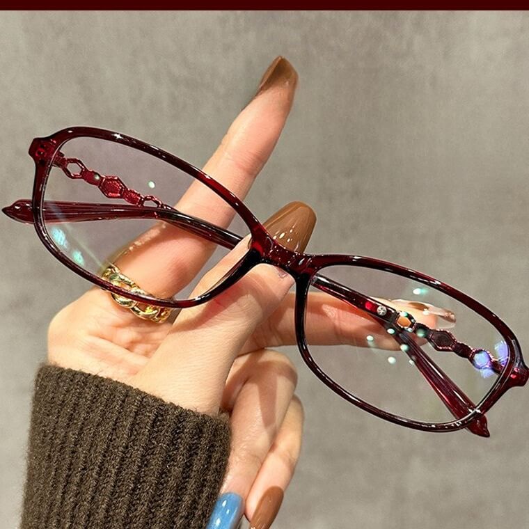 Slim Square TR90 Glasses Frame W18091 - Retro Wine Red