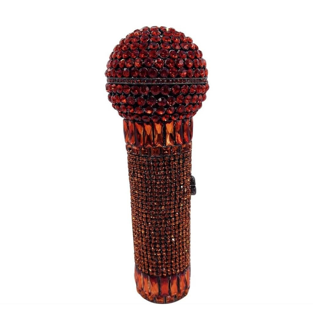 Starlight Echo Microphone Rhinestone Clutch - Brown