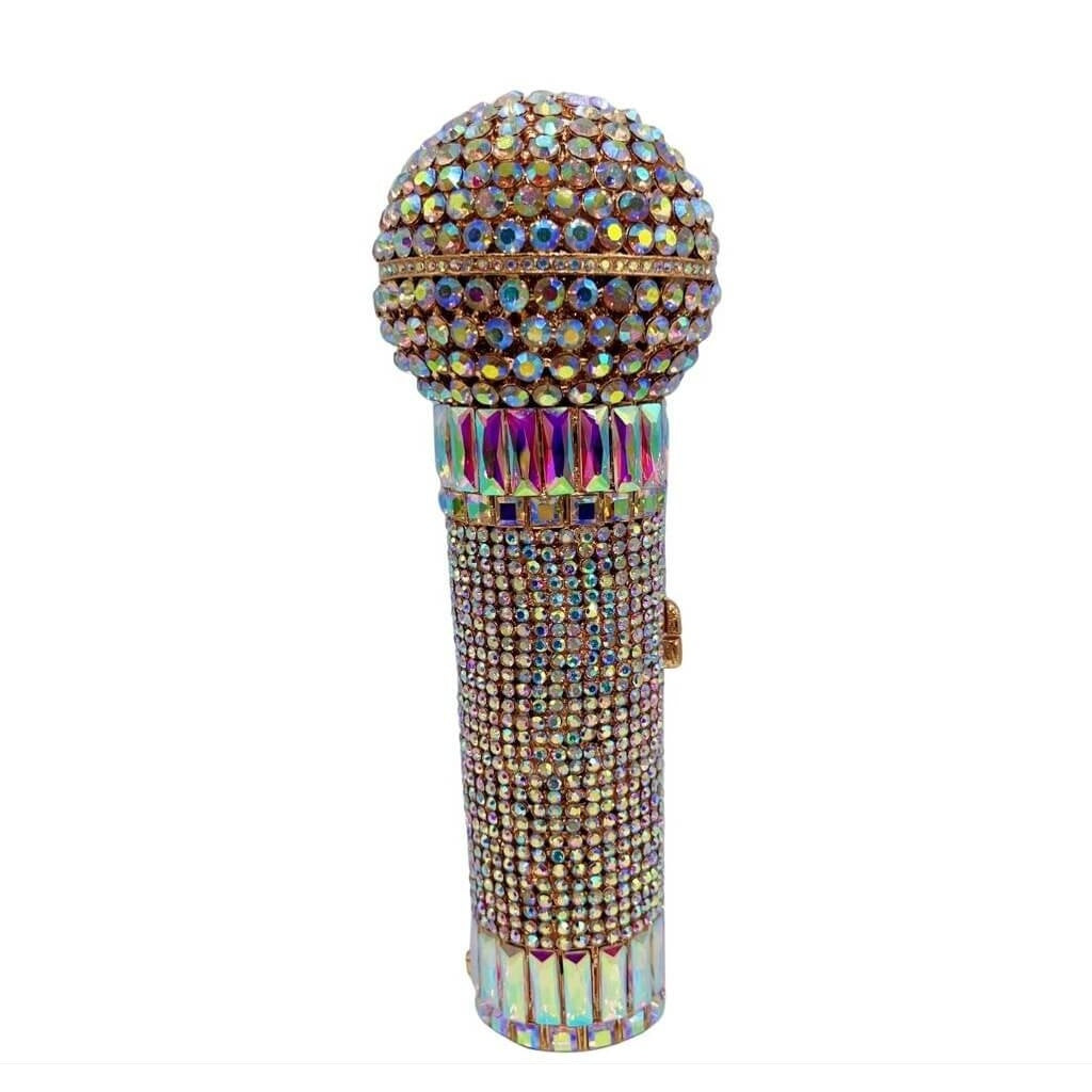 Starlight Echo Microphone Rhinestone Clutch - Gold Ab