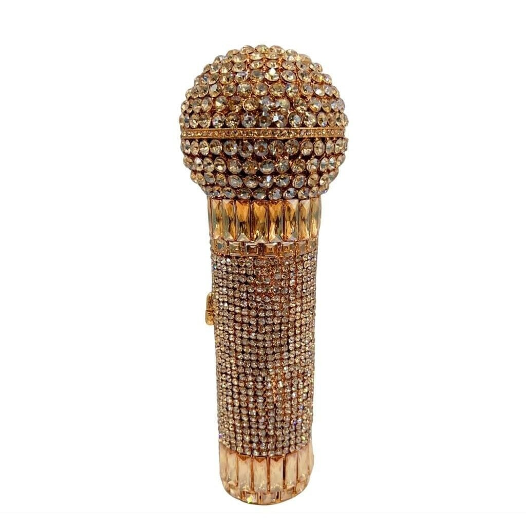 Starlight Echo Microphone Rhinestone Clutch - Golden