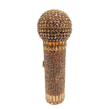 Starlight Echo Microphone Rhinestone Clutch - Golden
