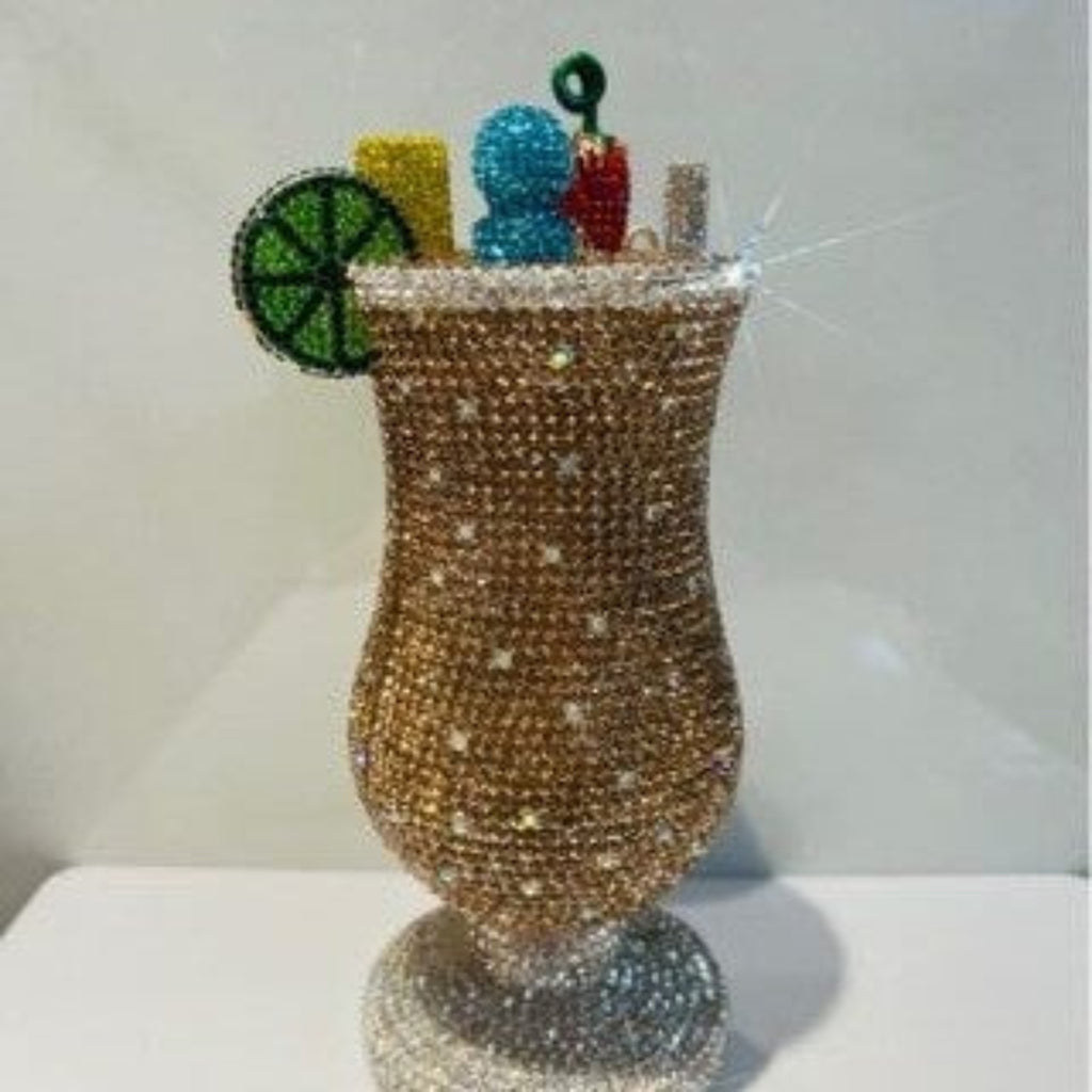 Sunset Spritz Hurricane Rhinestone Clutch - Gold