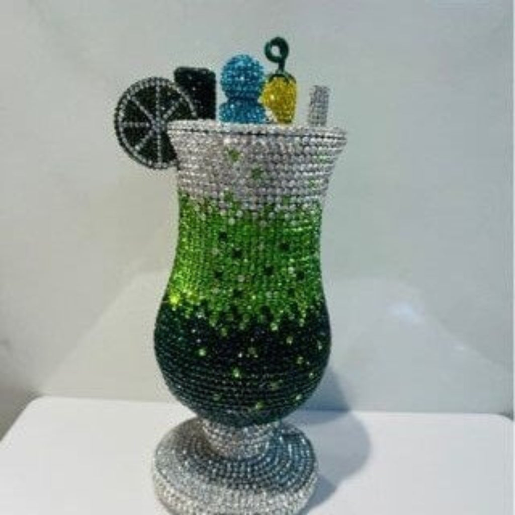 Sunset Spritz Hurricane Rhinestone Clutch - Green