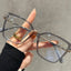 Tortoise Butterfly Square Glasses Frame W18156 - Transparent Gray