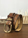 WAAMII Vintage Full Grain Leather Belt – Timeless Brass Buckle Jeans Belt for Women