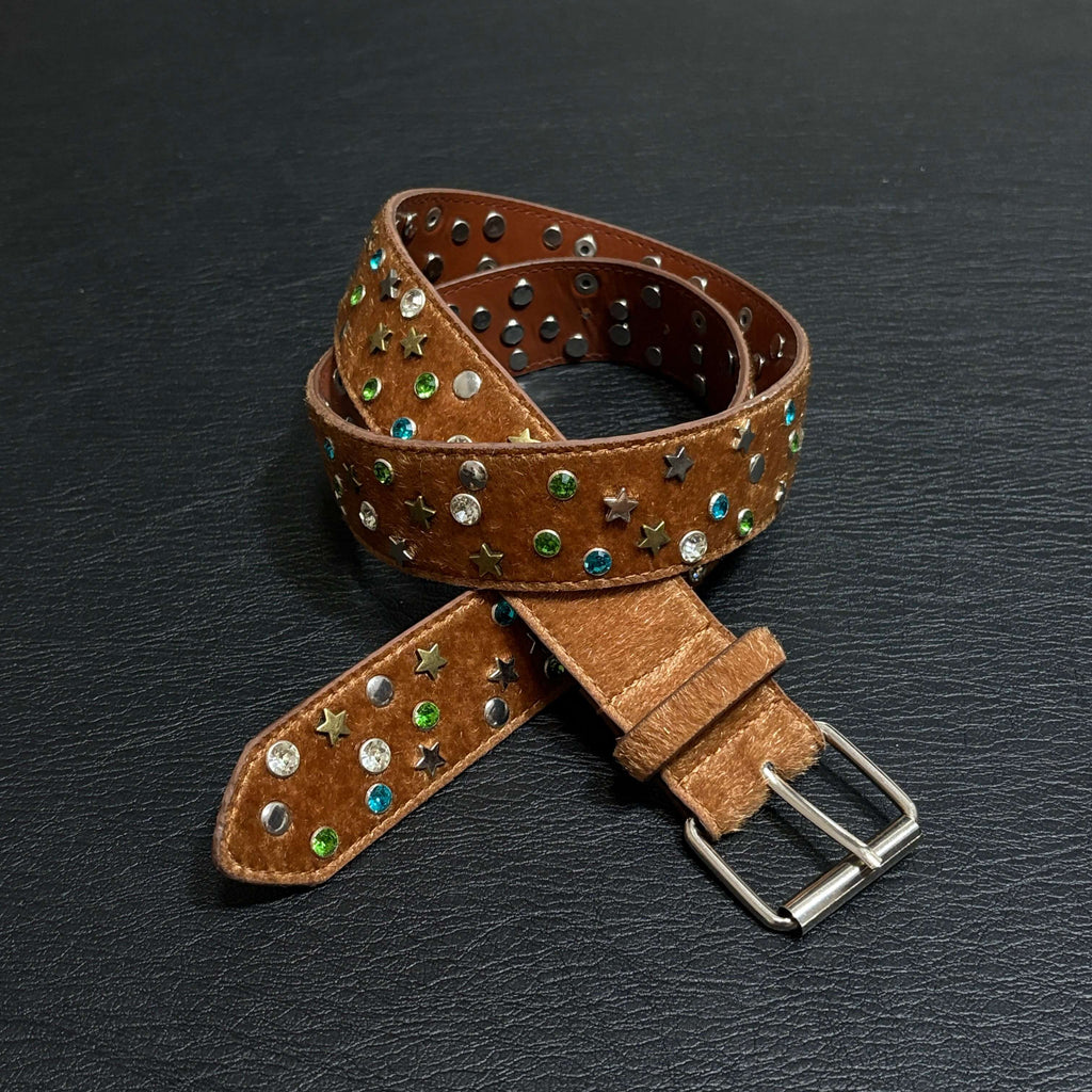 WAAMII Vintage Star Studded Pony Hair Belt