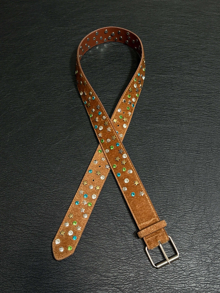 WAAMII Vintage Star Studded Pony Hair Belt