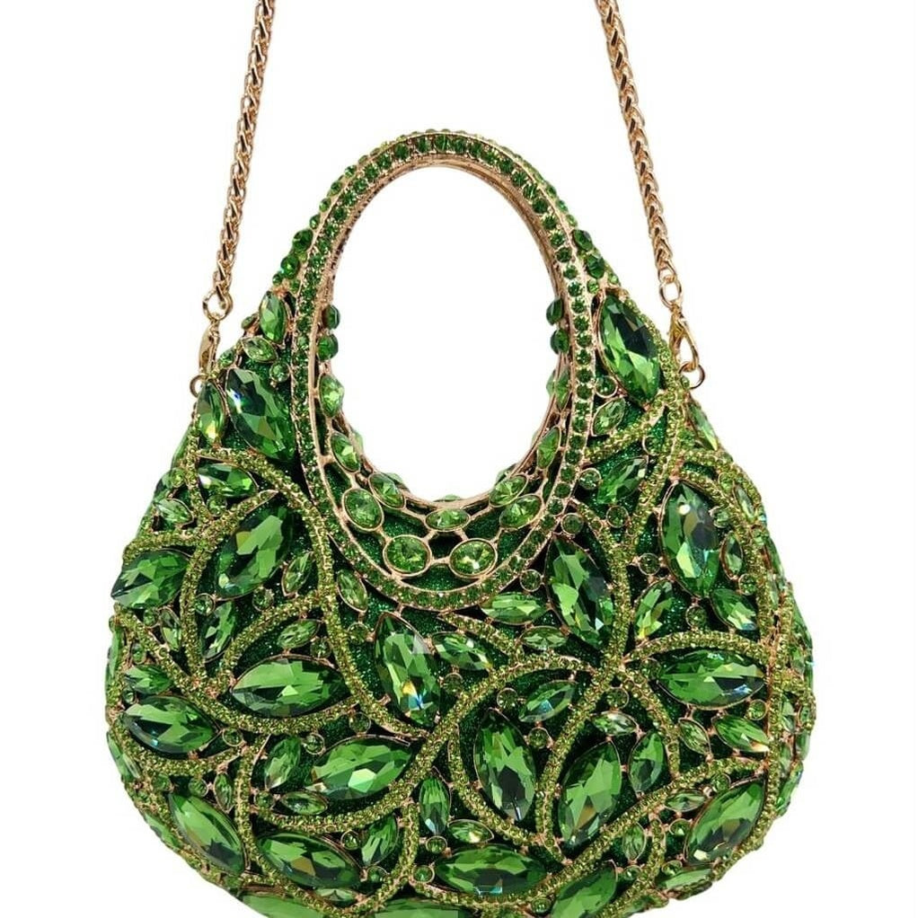 Vivid Leaf Marquise Rhinestone Handbag - View 2