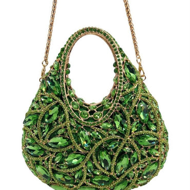 Vivid Leaf Marquise Rhinestone Handbag - View 2
