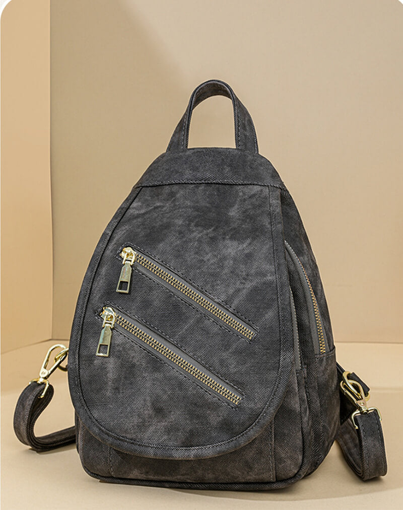 backpack purse mini multi pocket Mini Leather Backpack Multi-Pocket Chest Bag for Women