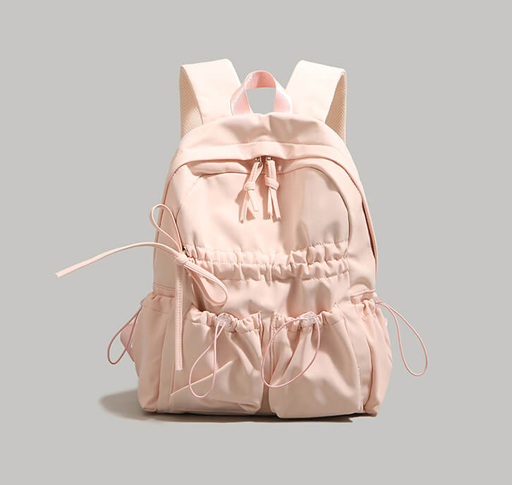 Bowknot Nylon Backpack Large Laptop School Bag For College Girls - Main product view (1) - WAAMII