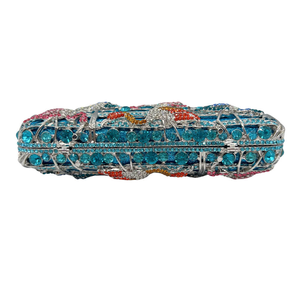 Blue Rhinestone Flamingo Evening Purse - Main View 03 - WAAMII