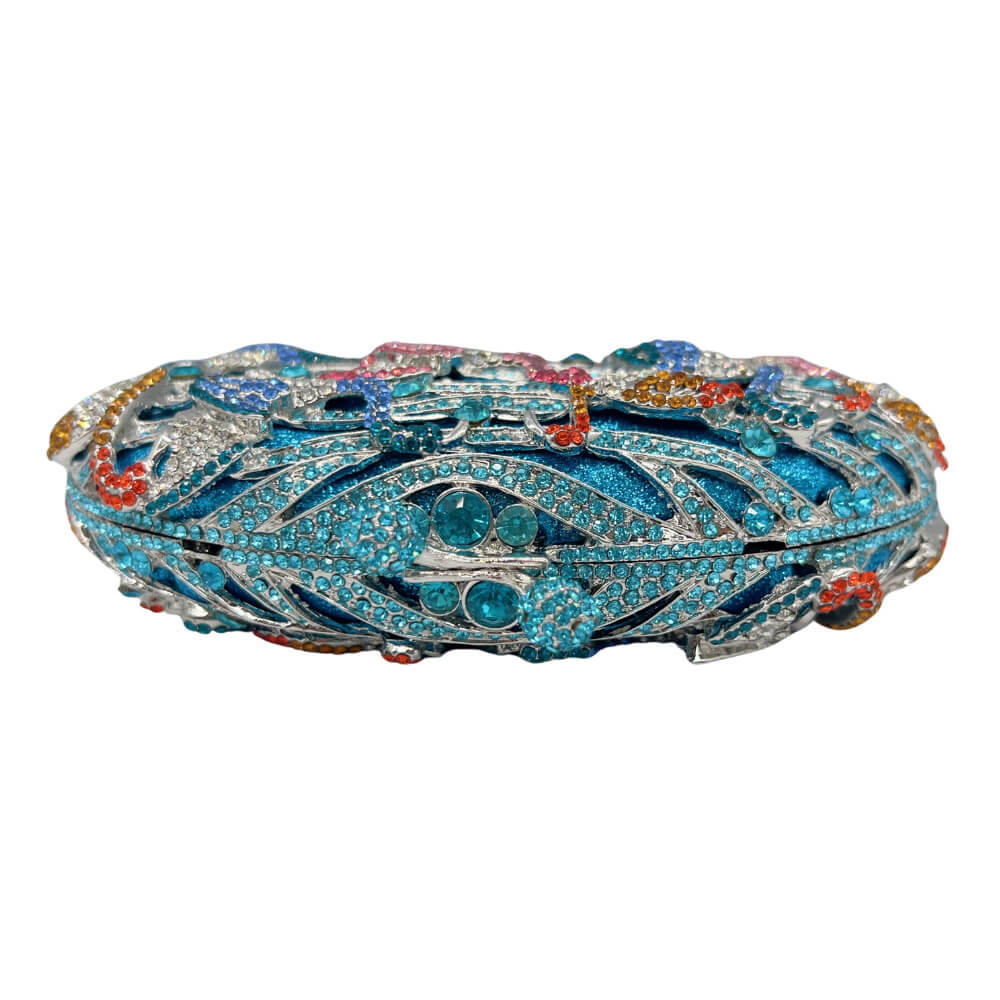 Blue Rhinestone Flamingo Evening Purse - Main View 04 - WAAMII