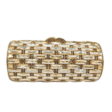 Clio Round Pillar Dimond Clutch Purse - Crystal Yellow - WAAMII - (crystal-yellow)