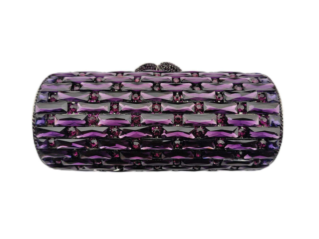 Clio Round Pillar Dimond Clutch Purse - Purple - WAAMII - (purple)