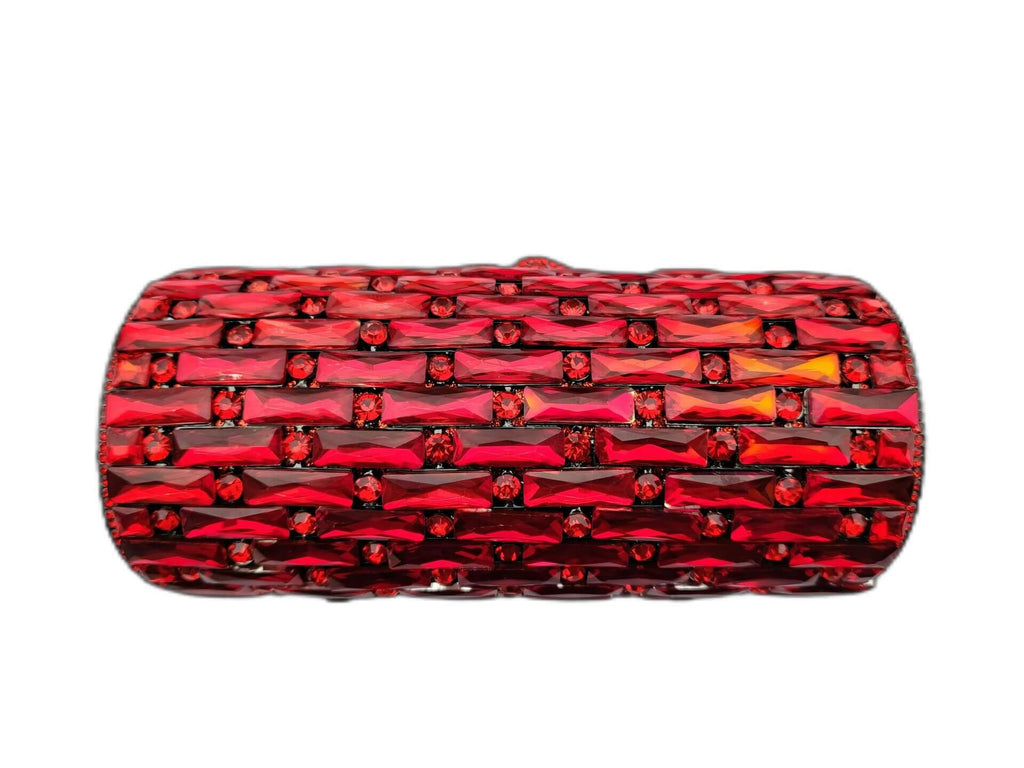 Clio Round Pillar Dimond Clutch Purse - red - WAAMII - (red)