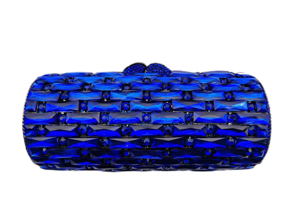 Clio Round Pillar Dimond Clutch Purse - Royal Blue - WAAMII - (royal-blue)