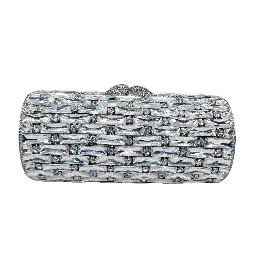 Clio Round Pillar Dimond Clutch Purse - silver - WAAMII - (silver)
