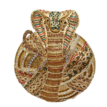 Cobra Round Rhinestone Clutch - Dark green color - WAAMII - (dark-green-color)