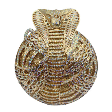 Cobra Round Rhinestone Clutch - Gold AB - WAAMII - (gold-ab)