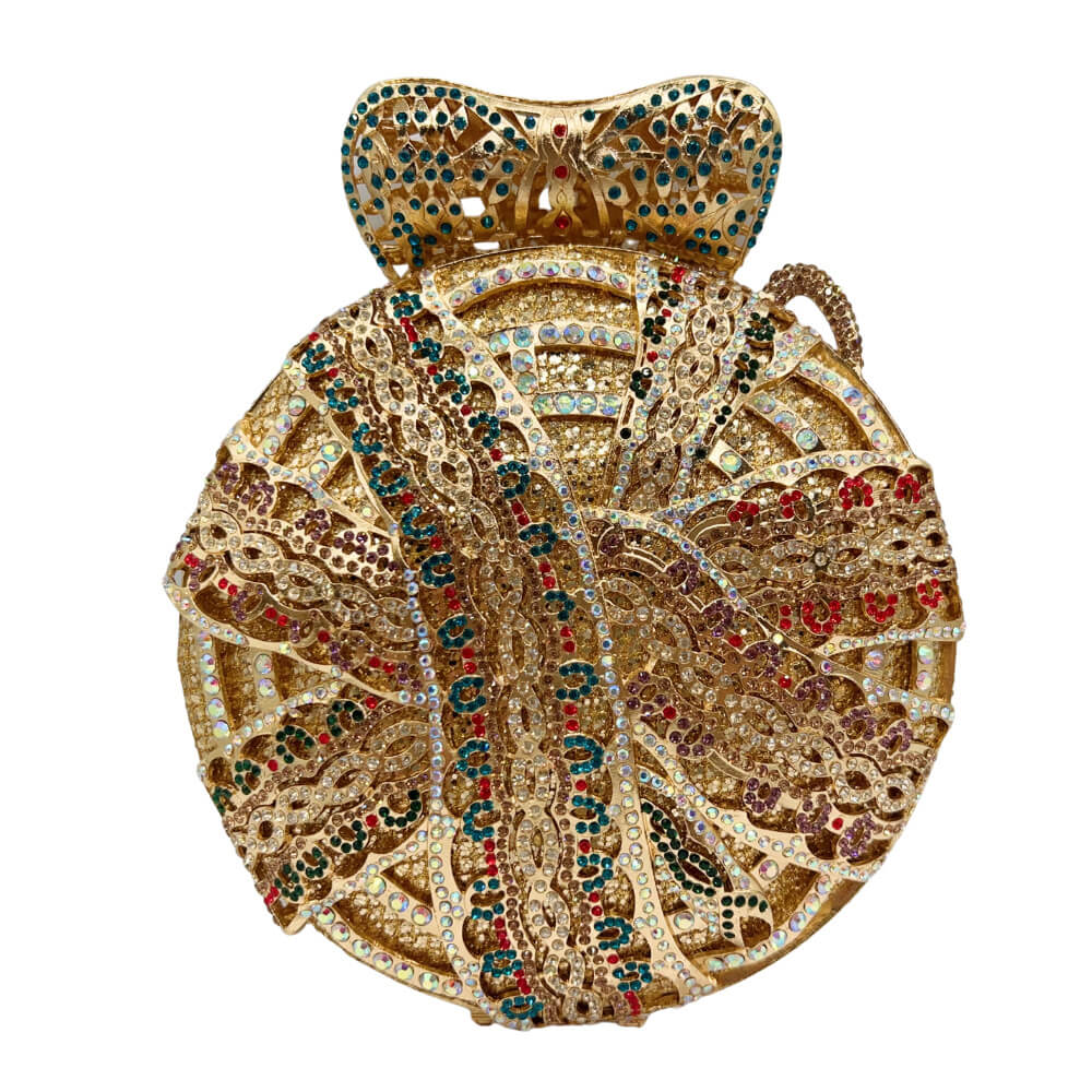 Cobra Round Rhinestone Clutch - Main View 03 - WAAMII