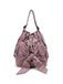 Bowknot Drawstring Embroidered Backpack 2-in-1 Shoulder Bag in Pink Small - WAAMII