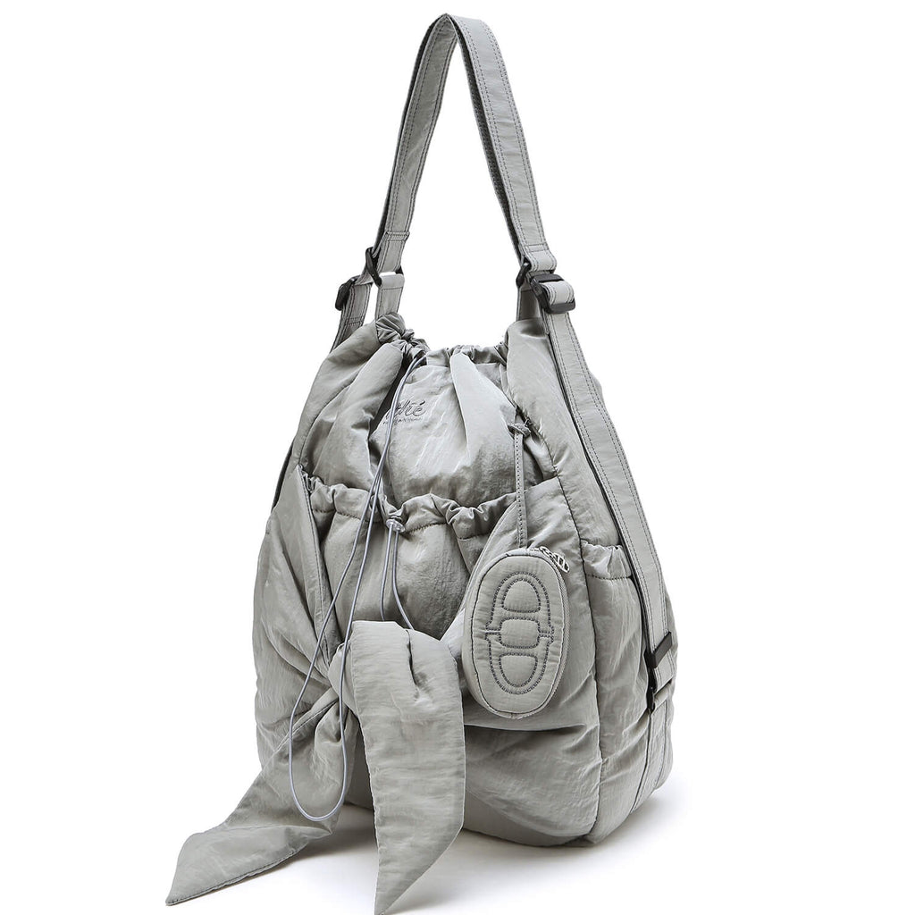 Bowknot Drawstring Embroidered Backpack 2-in-1 Shoulder Bag - 详情-05 view - WAAMII