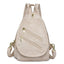 Mini Leather Backpack Multi-Pocket Chest Bag for Women in Beige - WAAMII