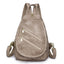 Mini Leather Backpack Multi-Pocket Chest Bag for Women in Khaki - WAAMII