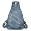 Mini Leather Backpack Multi-Pocket Chest Bag for Women in Blue - WAAMII