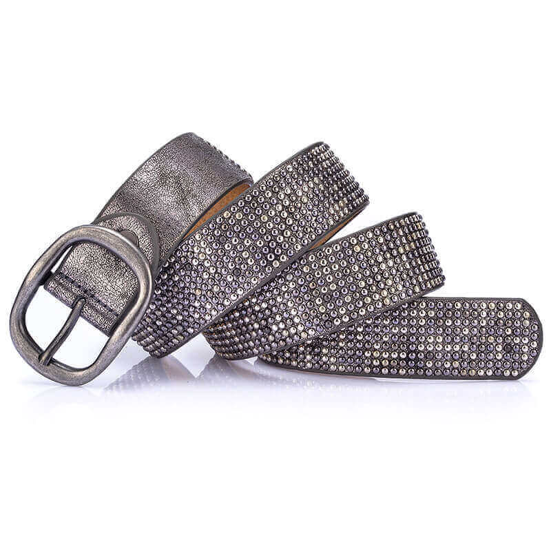 Rebeluxe Wide Studded Belt in Silver Grey - WAAMII