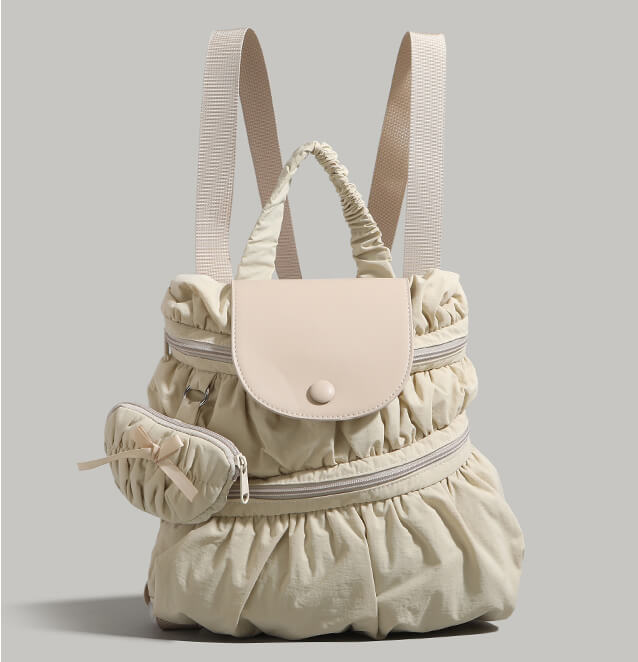 Bowknot Nylon Backpack Large Laptop School Bag For College Girls - Main product view (7) - WAAMII