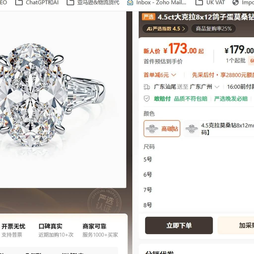 4.5 CT Round Solitaire Ring in Sterling Silver