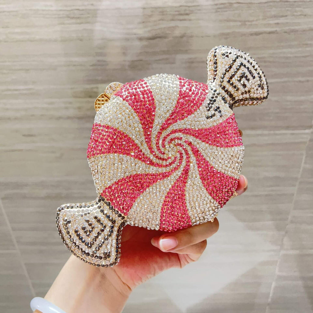 Full Diamond Candy Rhinestone Clutch Purse - Pink multicolor - WAAMII - (pink-multicolor)